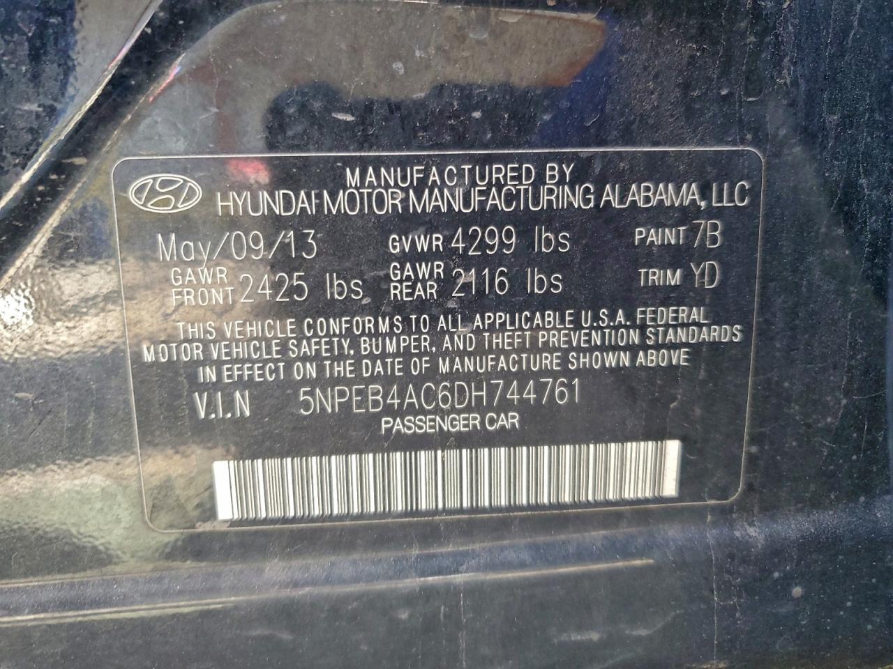 2013 HYUNDAI SONATA