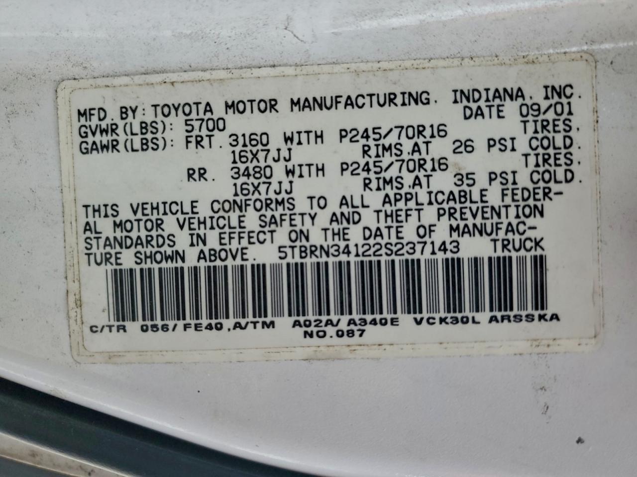 2002 TOYOTA TUNDRA