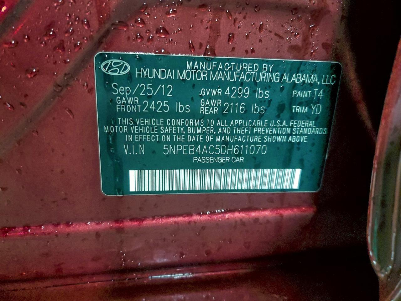 2013 HYUNDAI SONATA