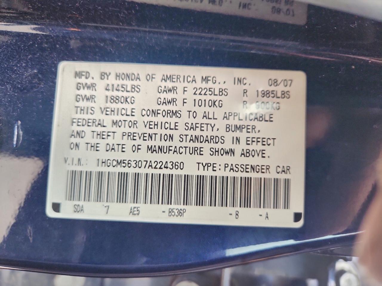 2007 HONDA ACCORD