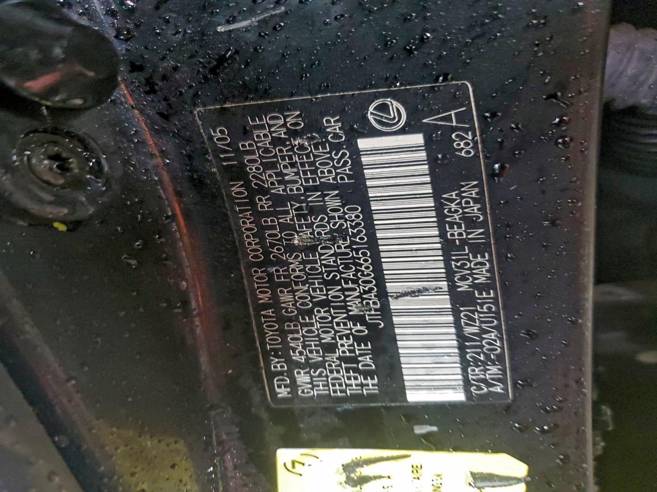 2006 LEXUS ES 330