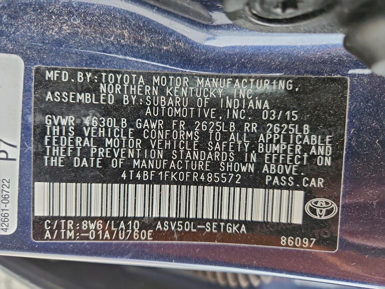 2015 TOYOTA CAMRY