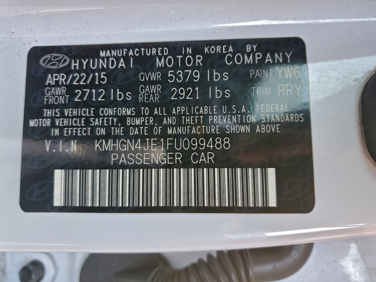 2015 HYUNDAI GENESIS