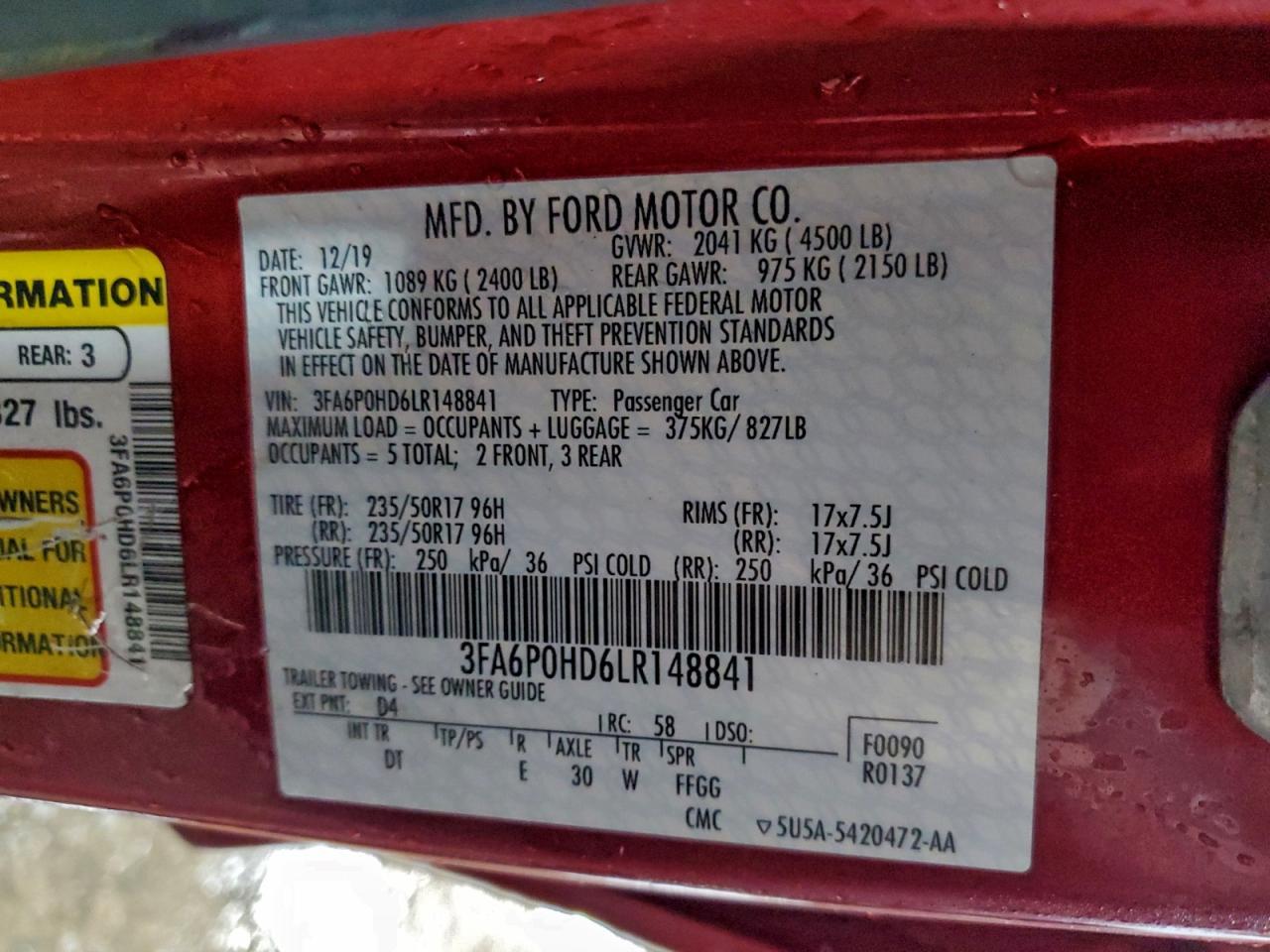 2020 FORD FUSION
