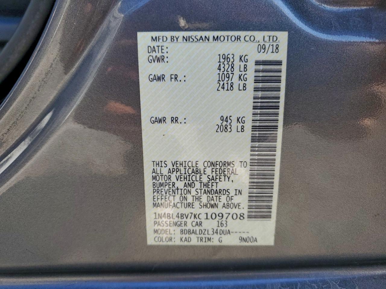 2019 NISSAN ALTIMA