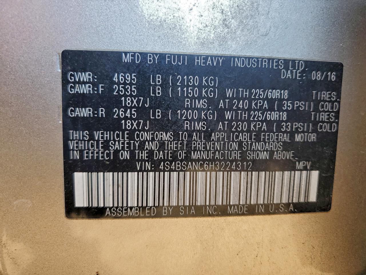 2017 SUBARU Outback