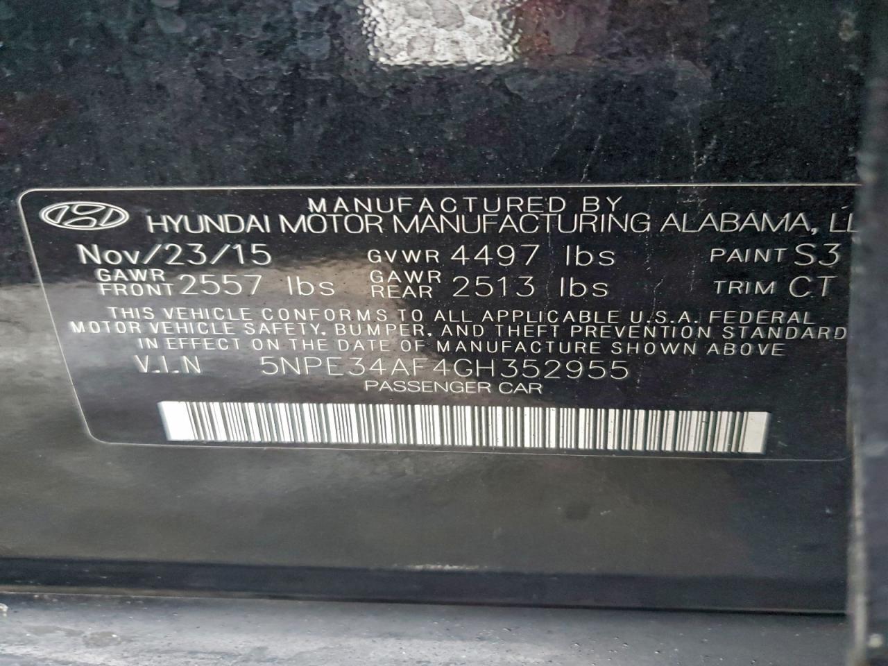 2016 HYUNDAI SONATA