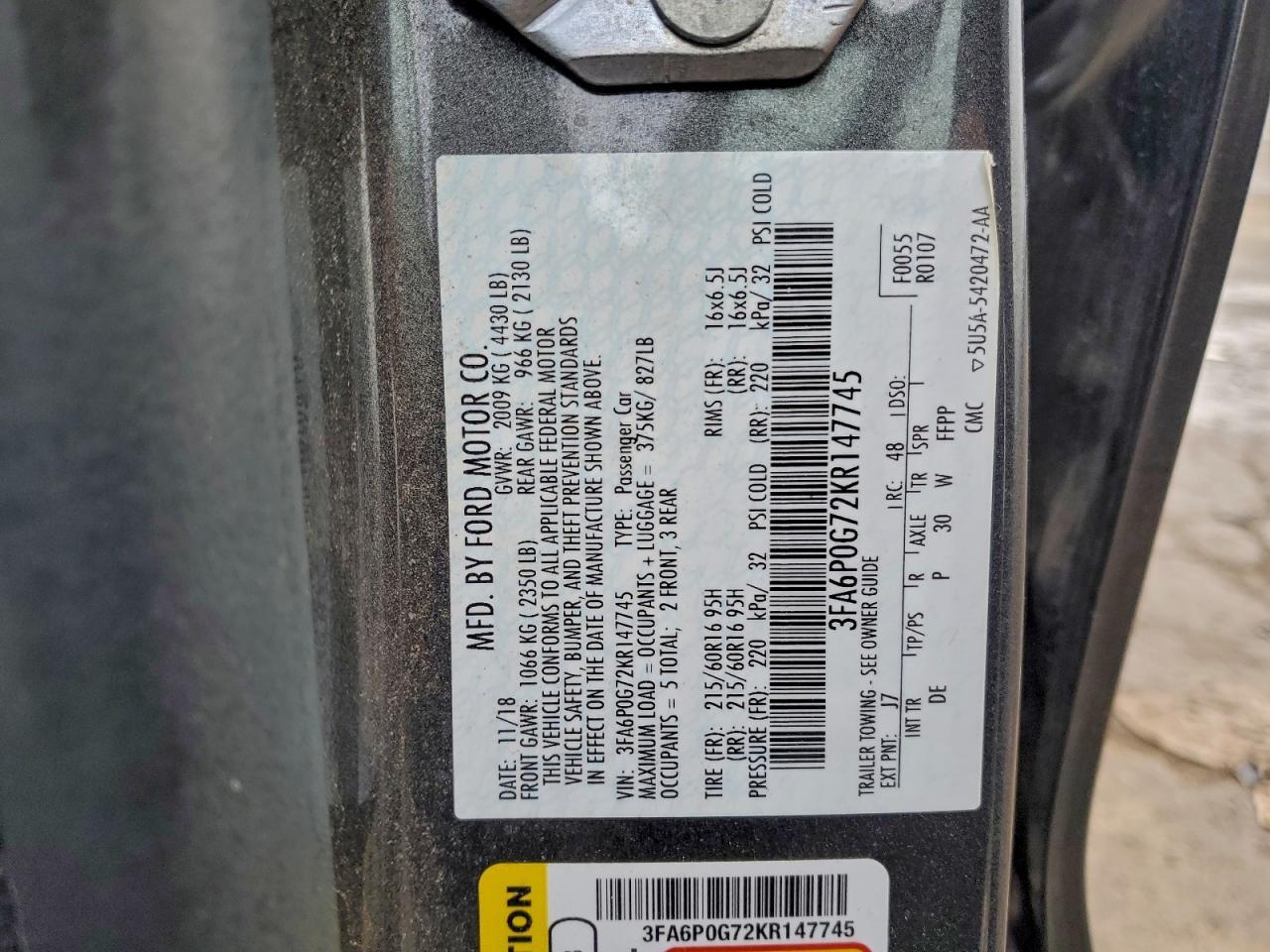 2019 FORD FUSION