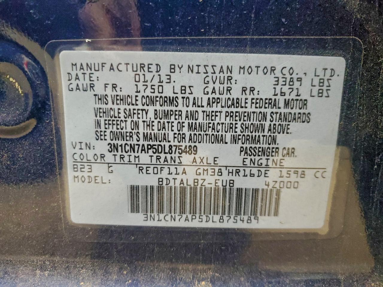 2013 NISSAN VERSA