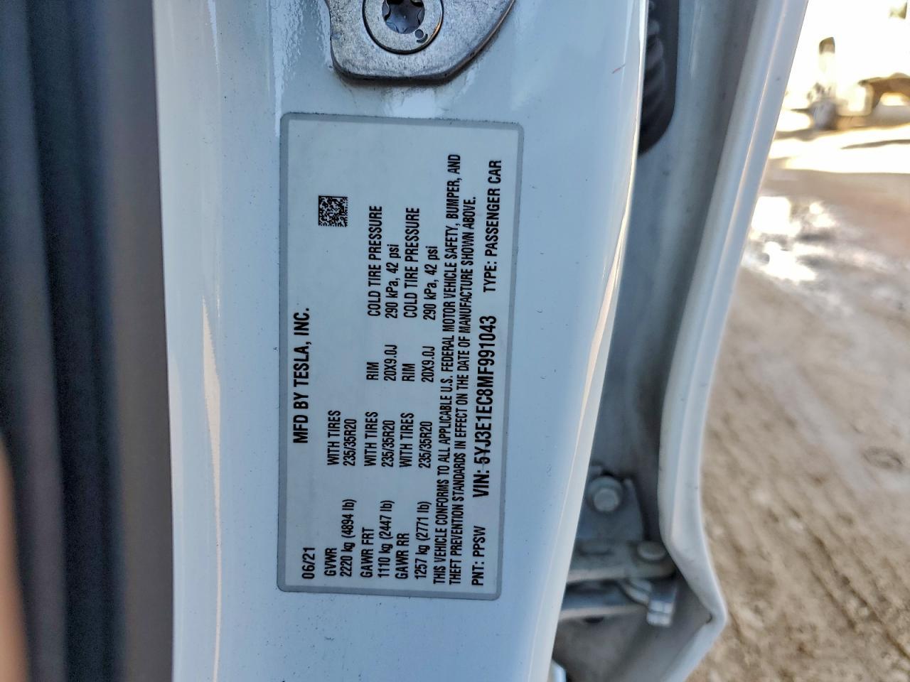 2021 TESLA MODEL 3