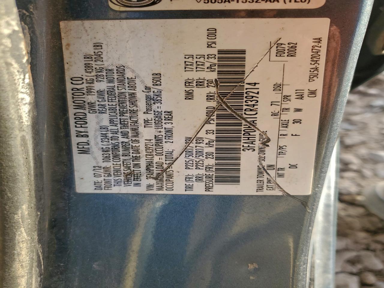 2012 FORD FUSION