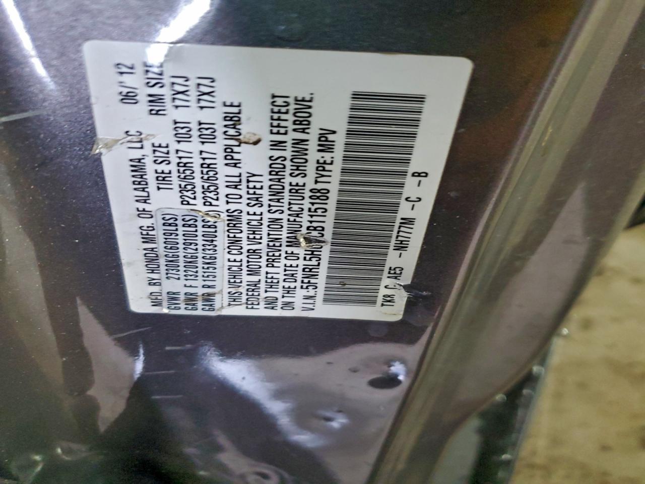 2012 HONDA ODYSSEY