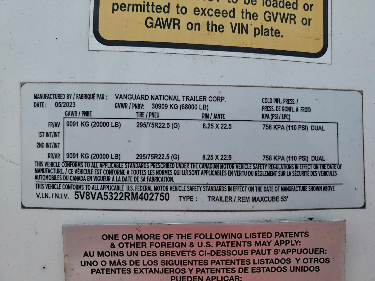 2024 Vanguard Trailer Reefer