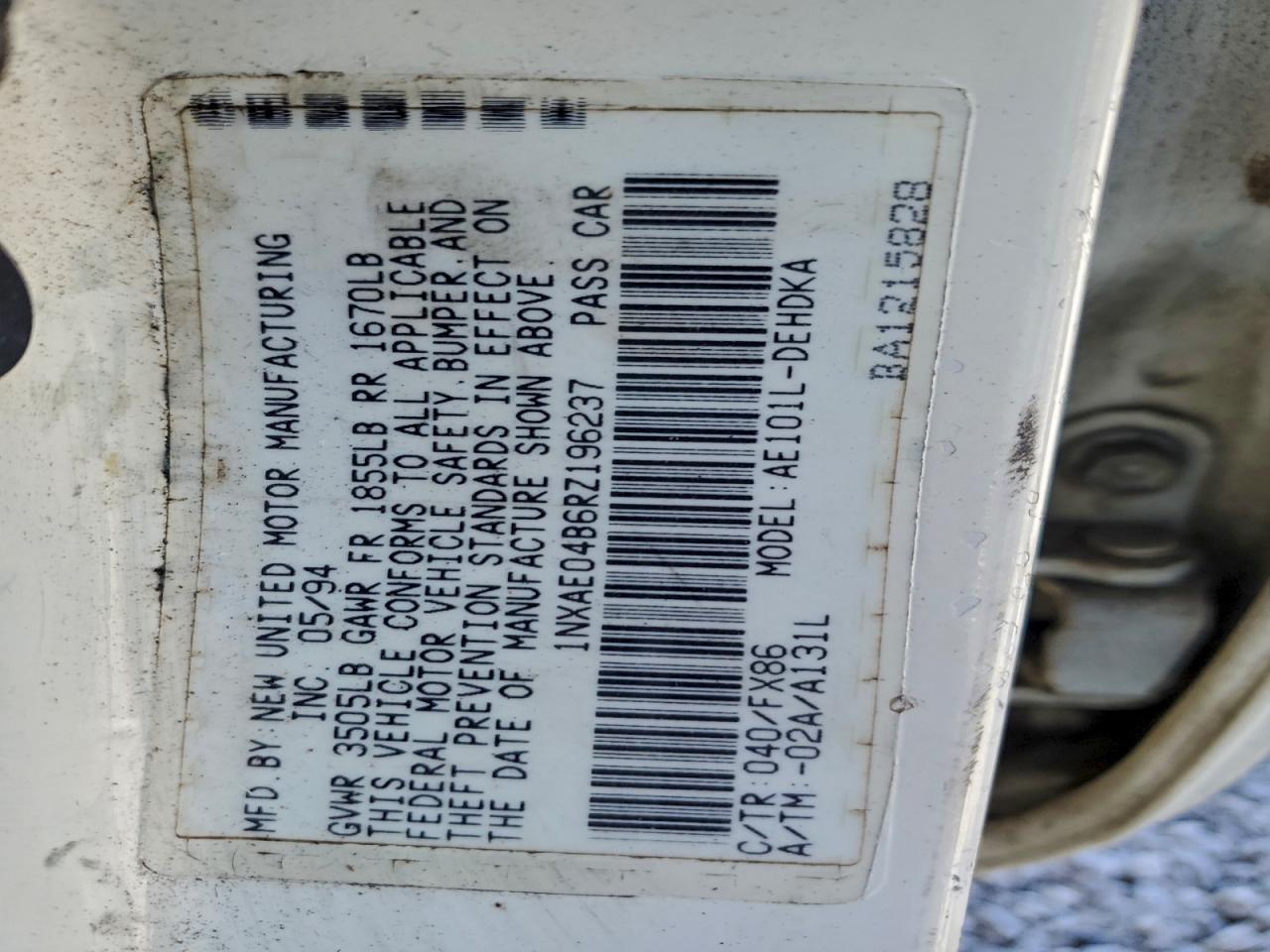 1994 TOYOTA COROLLA
