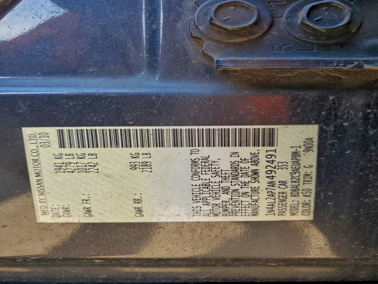 2010 NISSAN ALTIMA