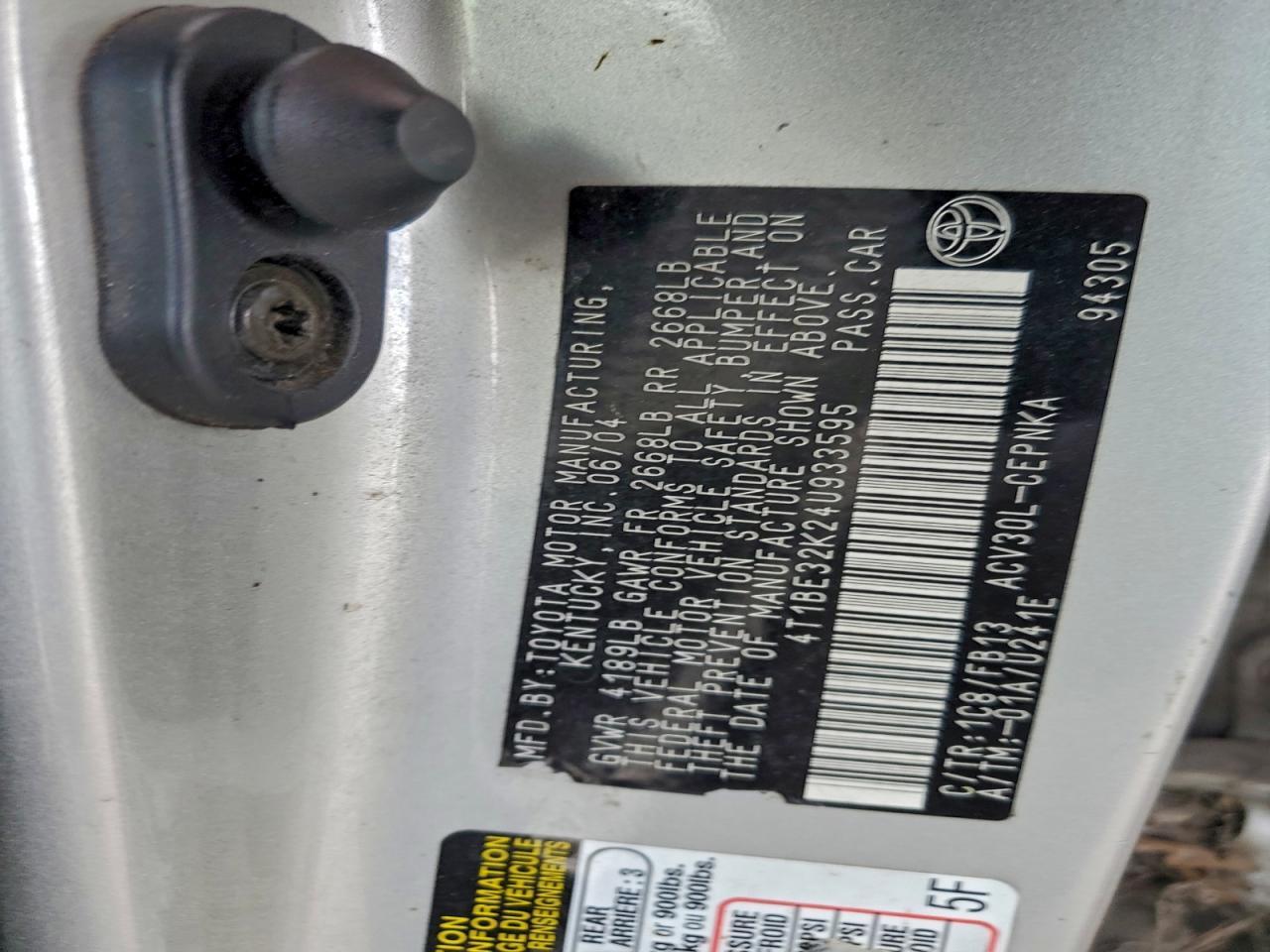 2004 TOYOTA CAMRY