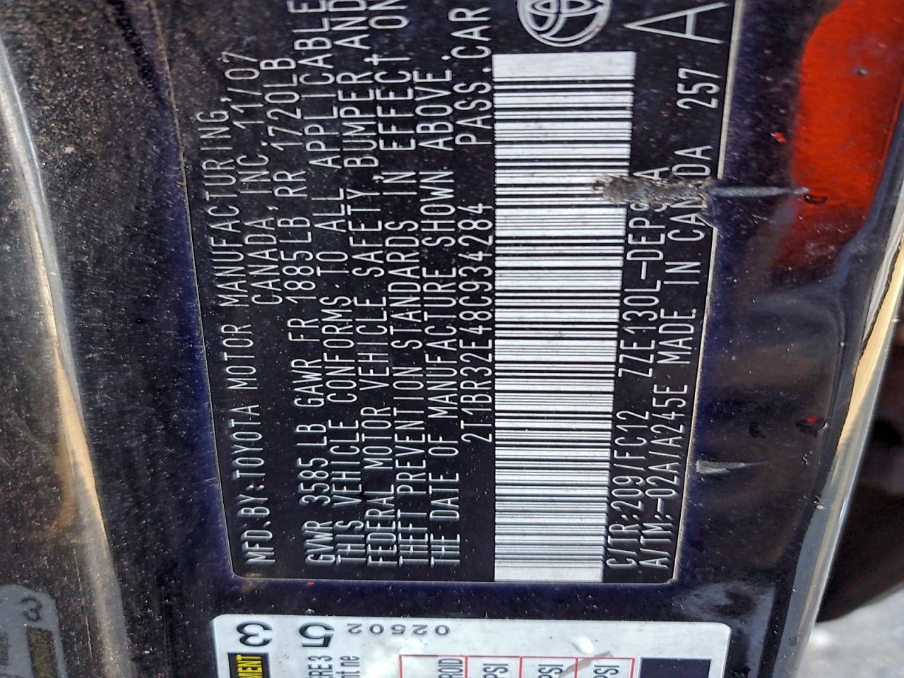 2008 TOYOTA COROLLA
