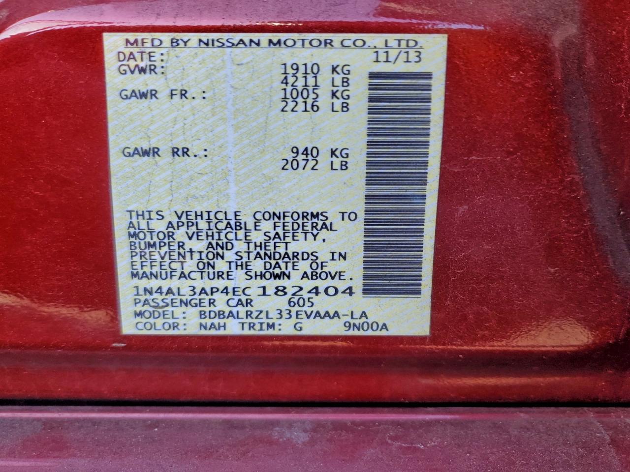 2014 NISSAN ALTIMA