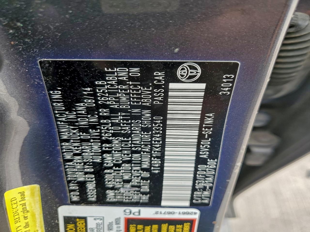 2014 TOYOTA CAMRY