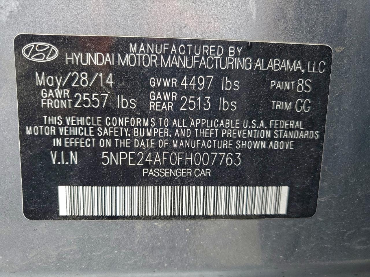 2015 HYUNDAI SONATA