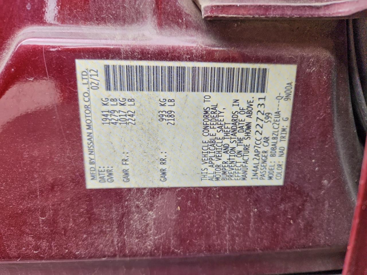2012 NISSAN ALTIMA