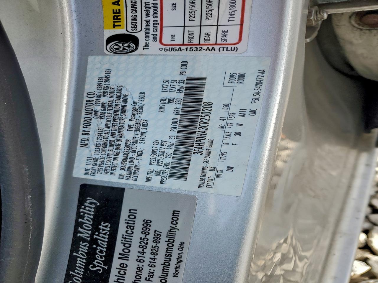 2012 FORD FUSION