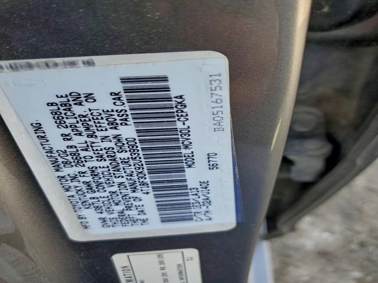 2002 TOYOTA CAMRY