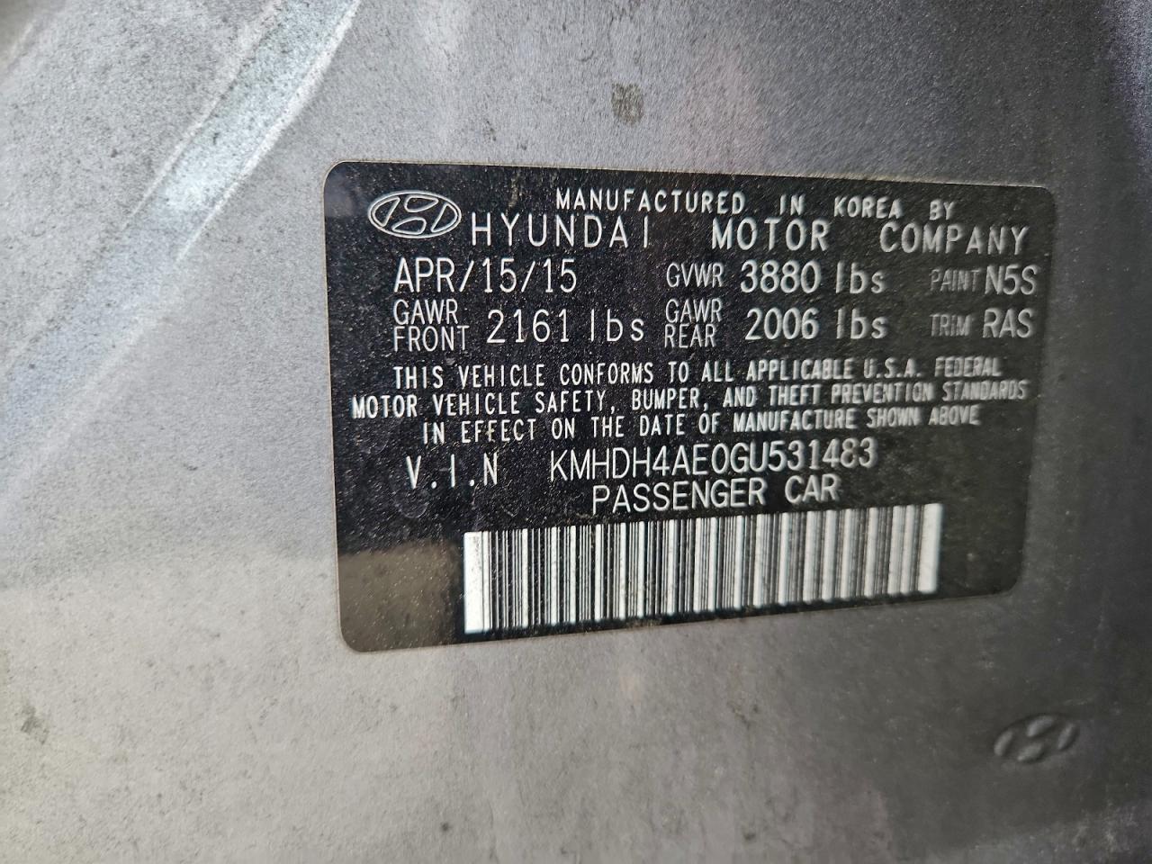 2016 HYUNDAI ELANTRA