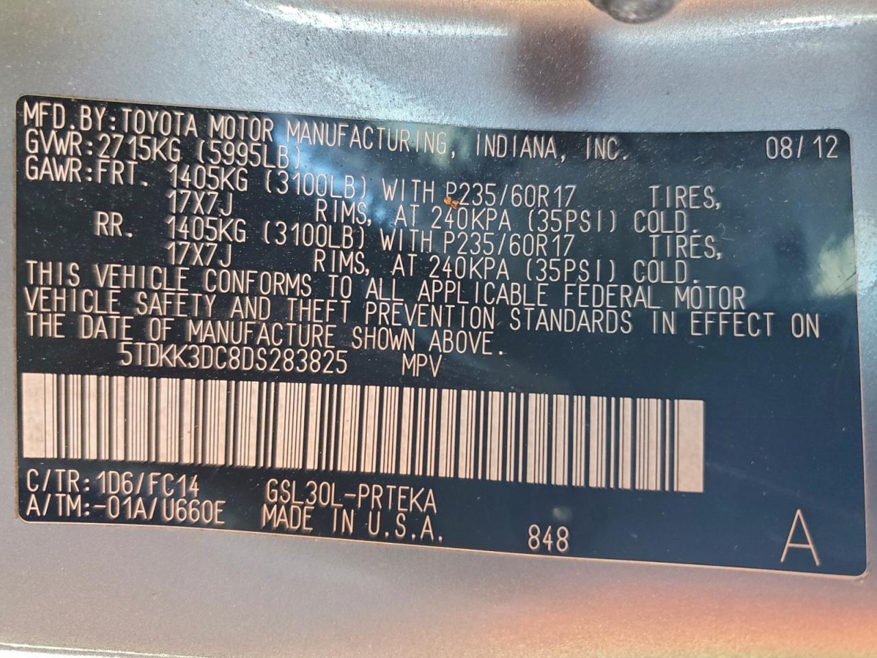 2013 TOYOTA SIENNA