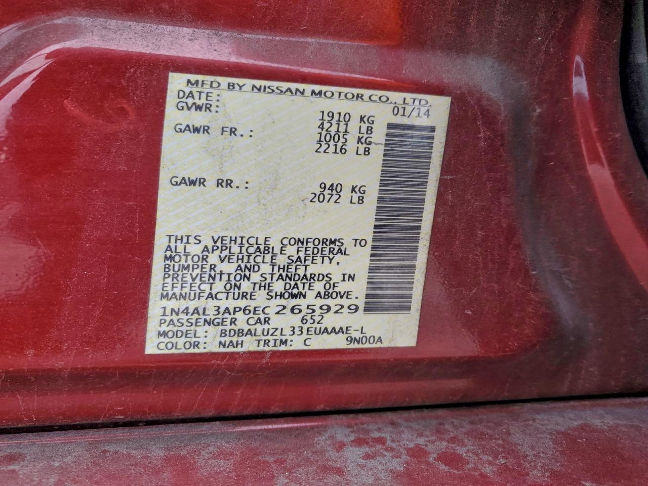 2014 NISSAN ALTIMA