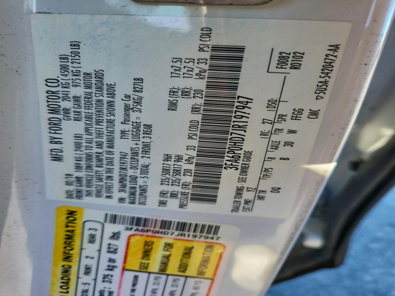 2018 FORD FUSION
