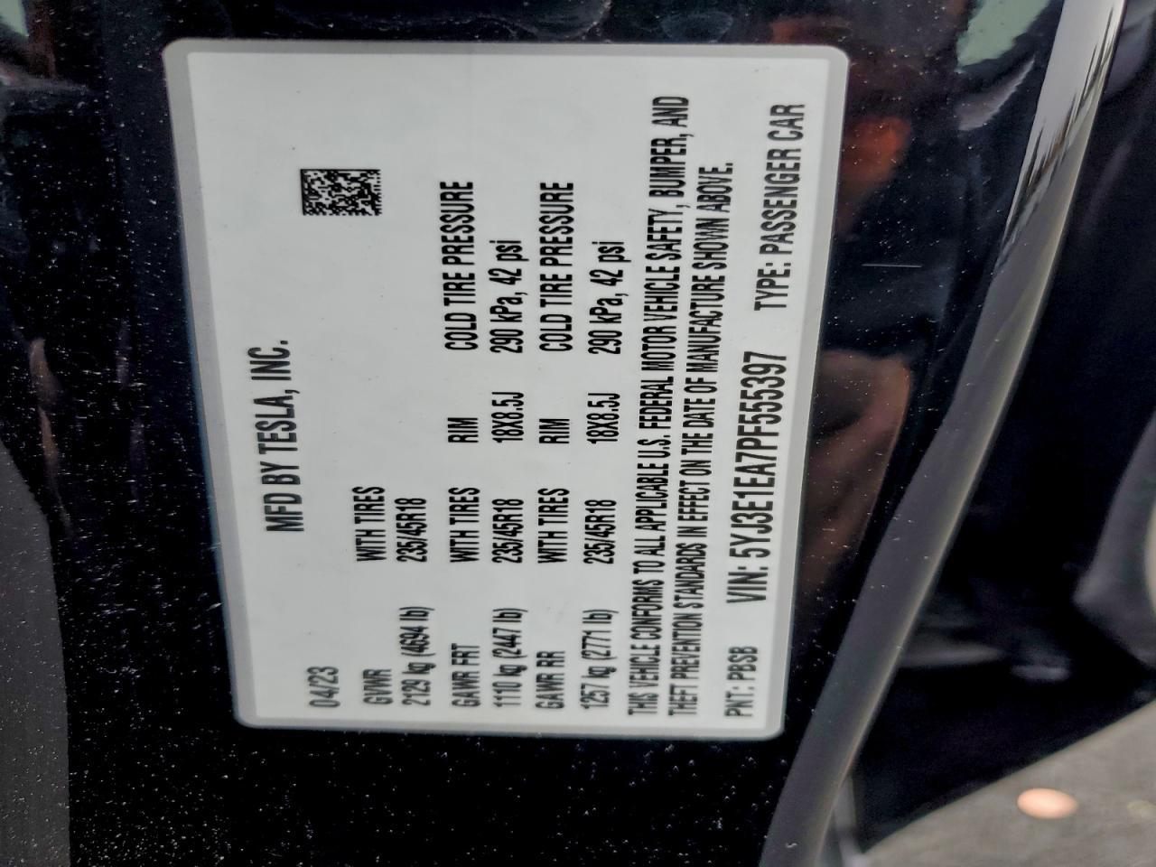 2023 TESLA MODEL 3