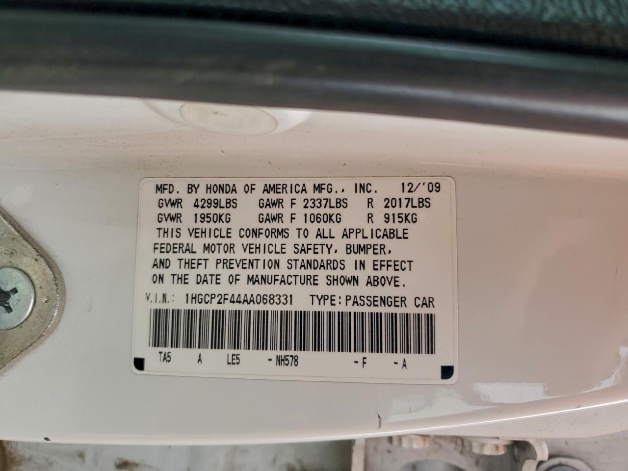 2010 HONDA ACCORD