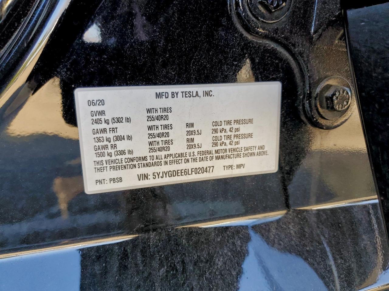2020 TESLA MODEL Y