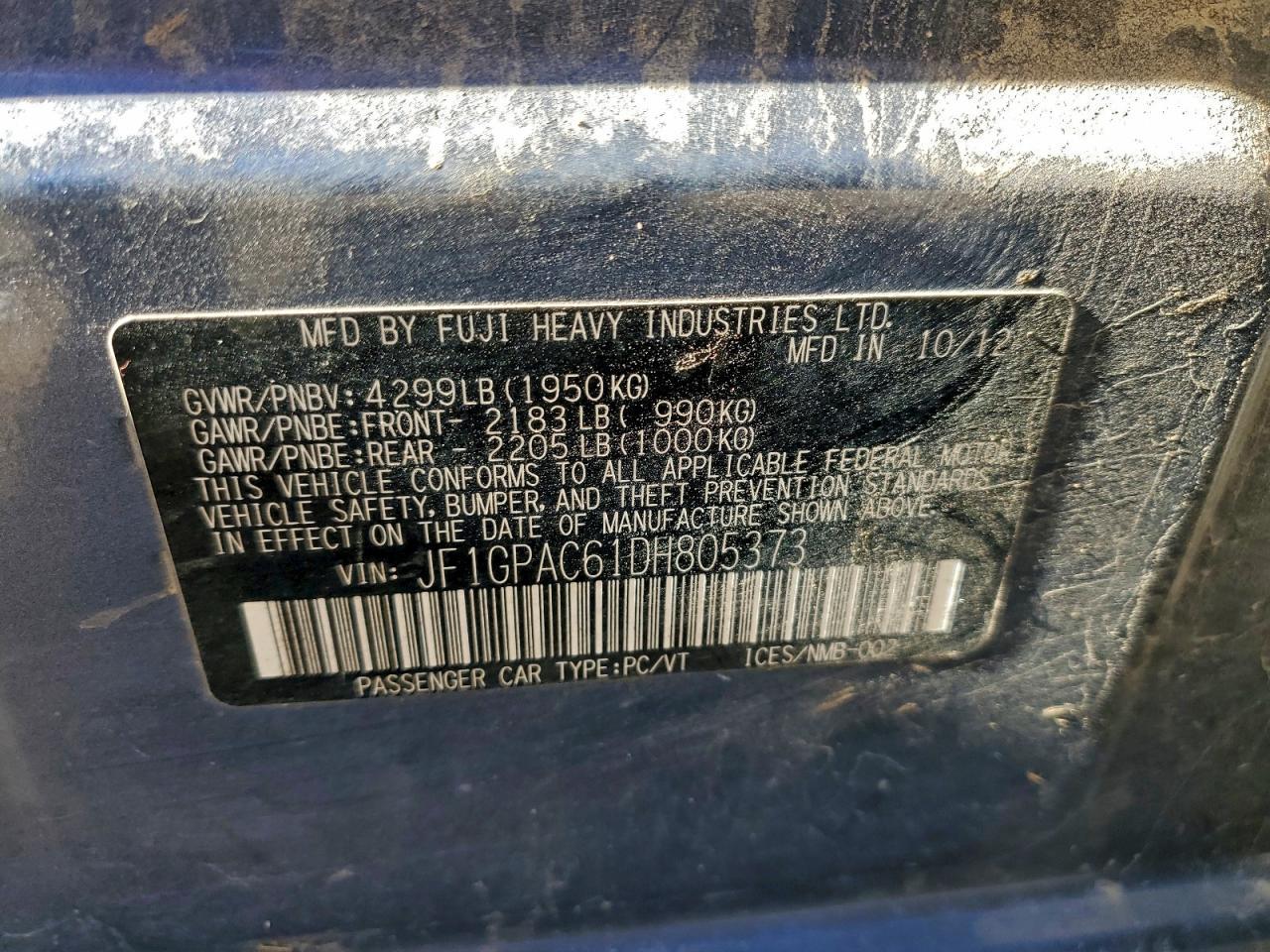 2013 SUBARU IMPREZA