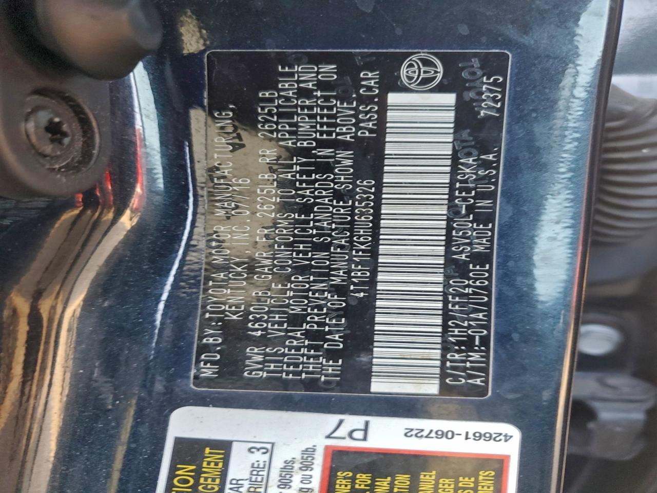 2017 TOYOTA CAMRY