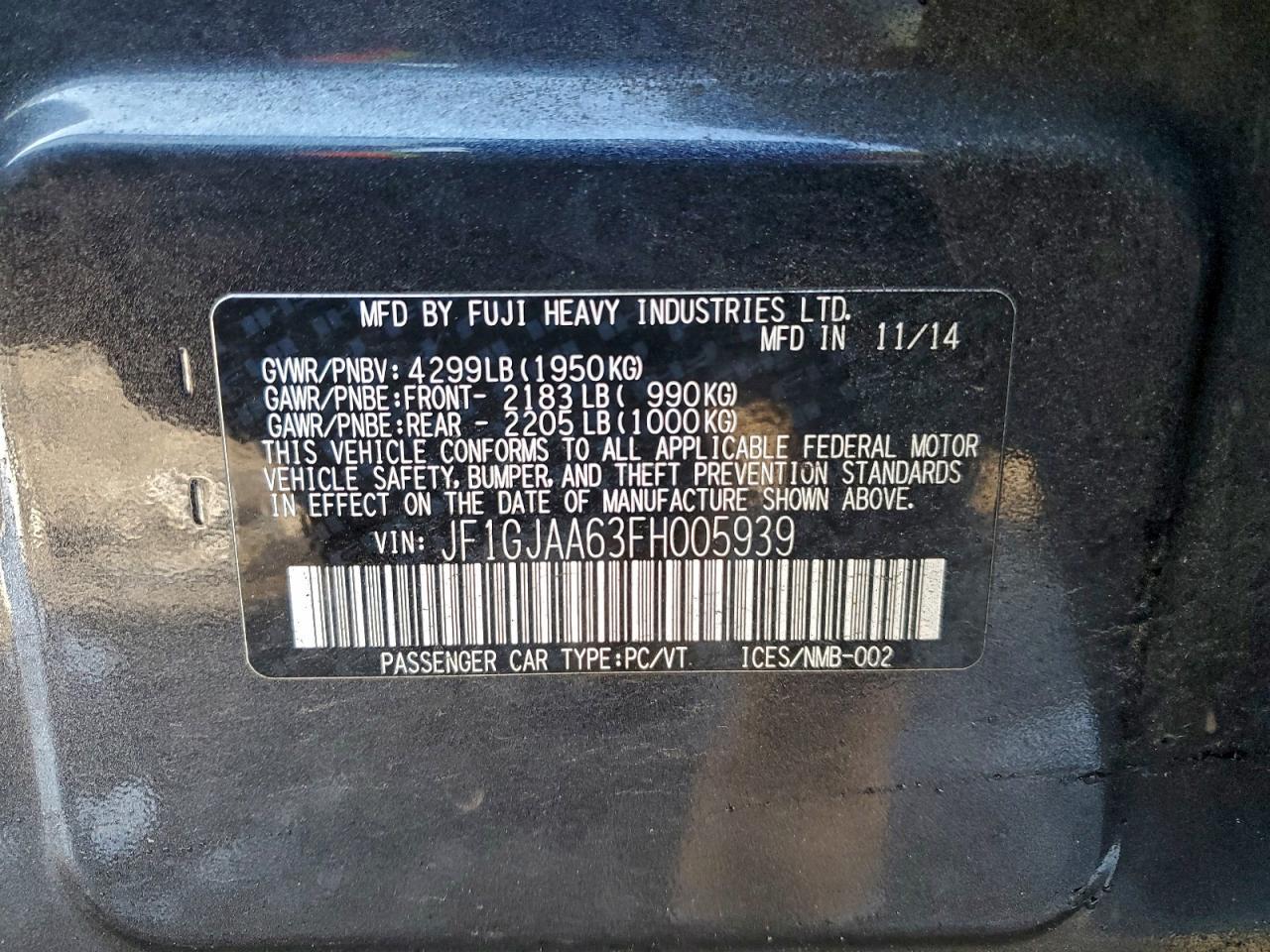 2015 SUBARU IMPREZA