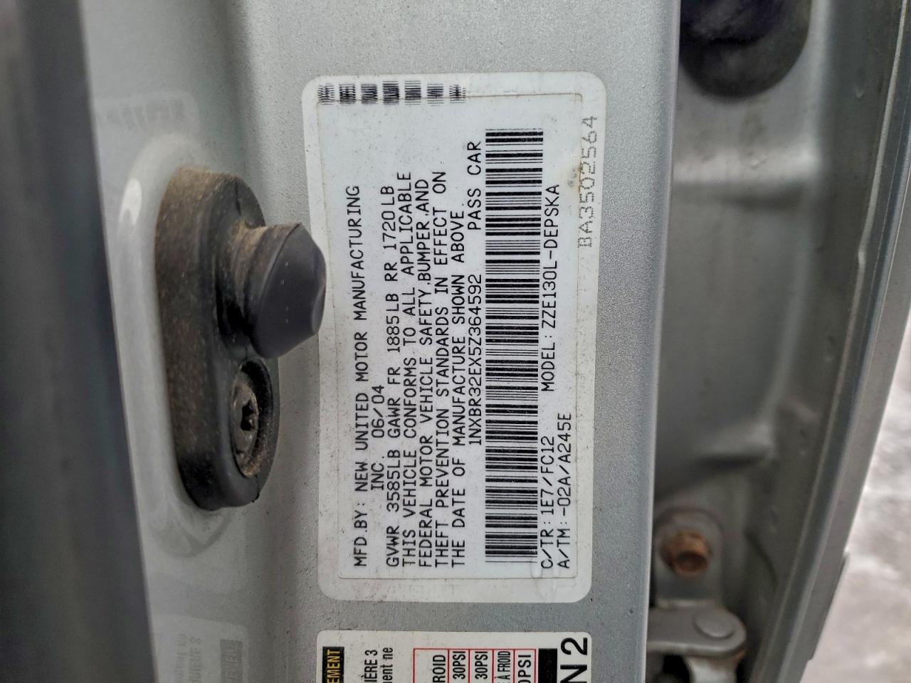 2005 TOYOTA COROLLA