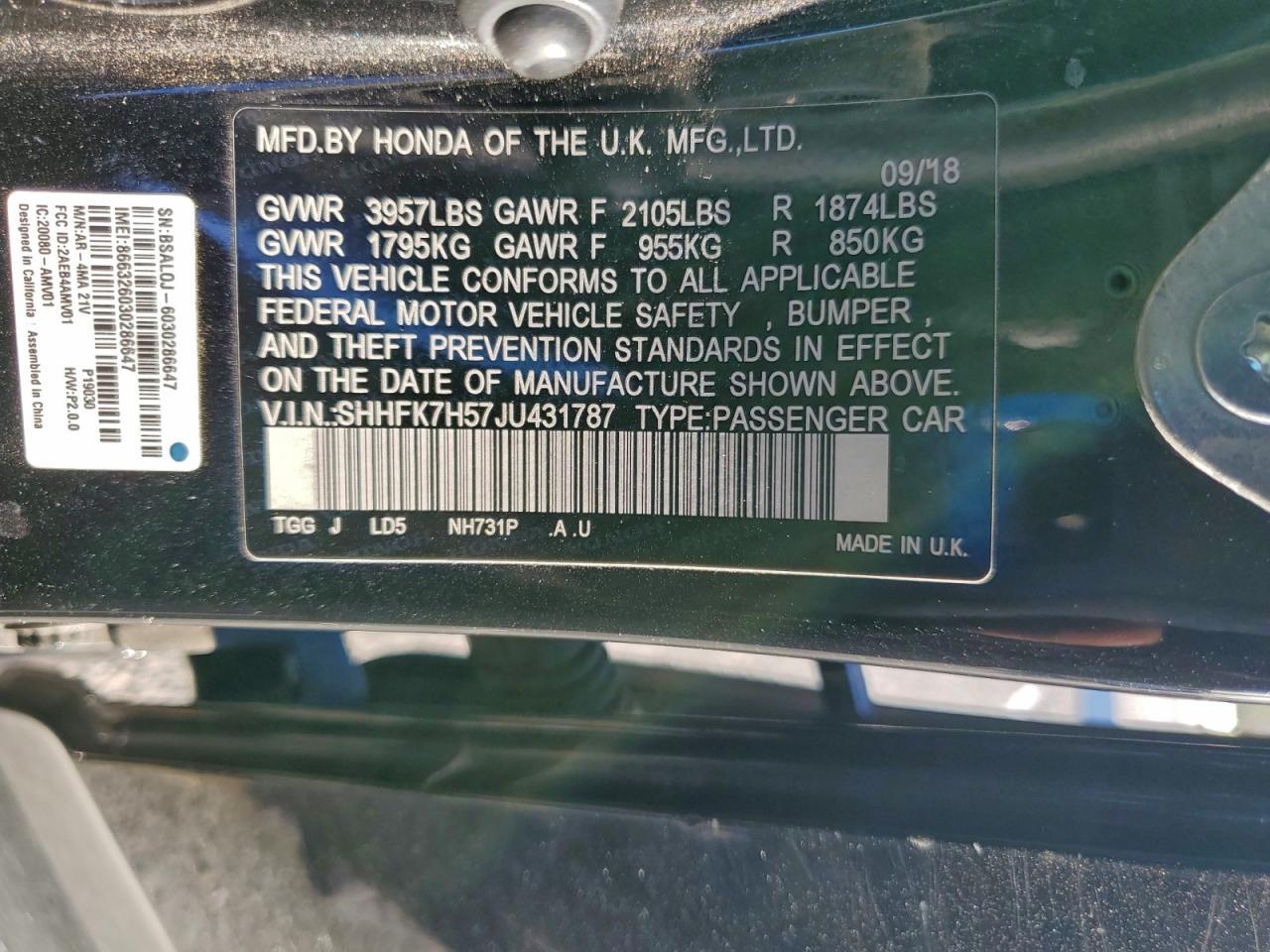 2018 HONDA CIVIC