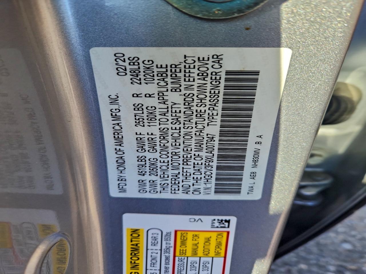 2021 HONDA ACCORD