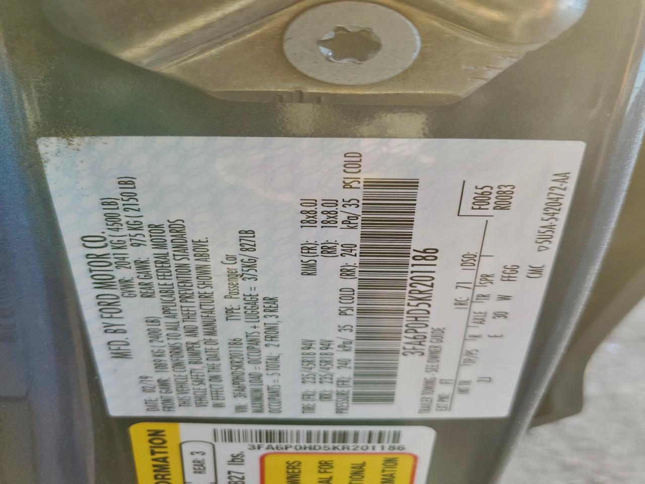 2019 FORD FUSION