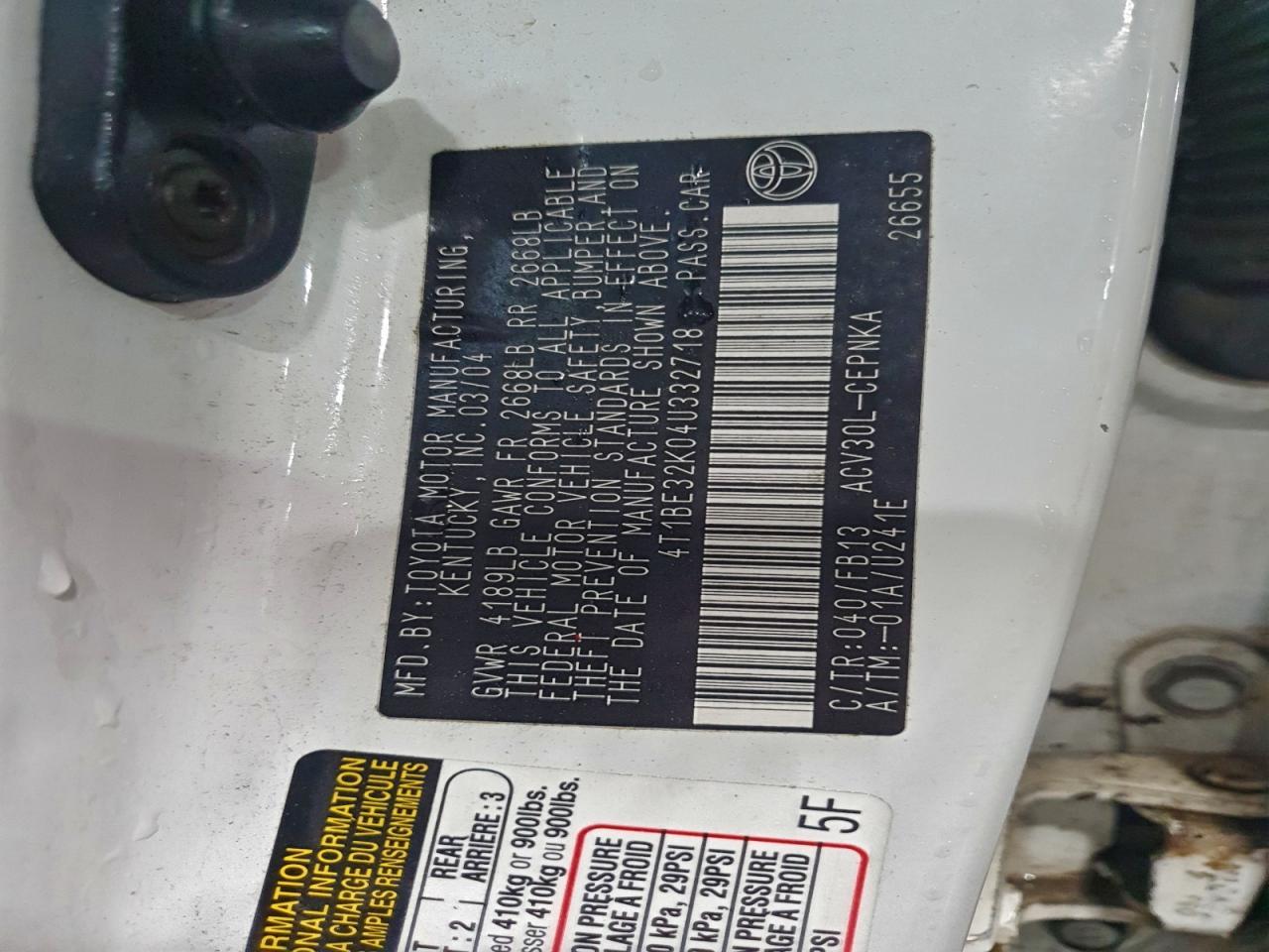 2004 TOYOTA CAMRY