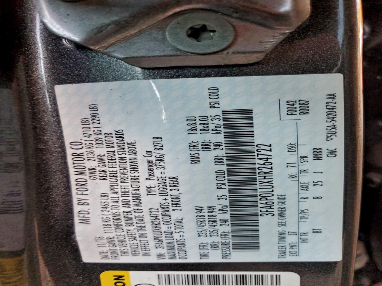 2017 FORD FUSION