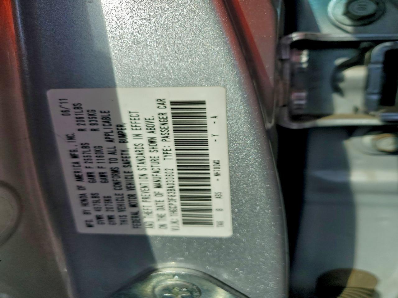 2011 HONDA ACCORD