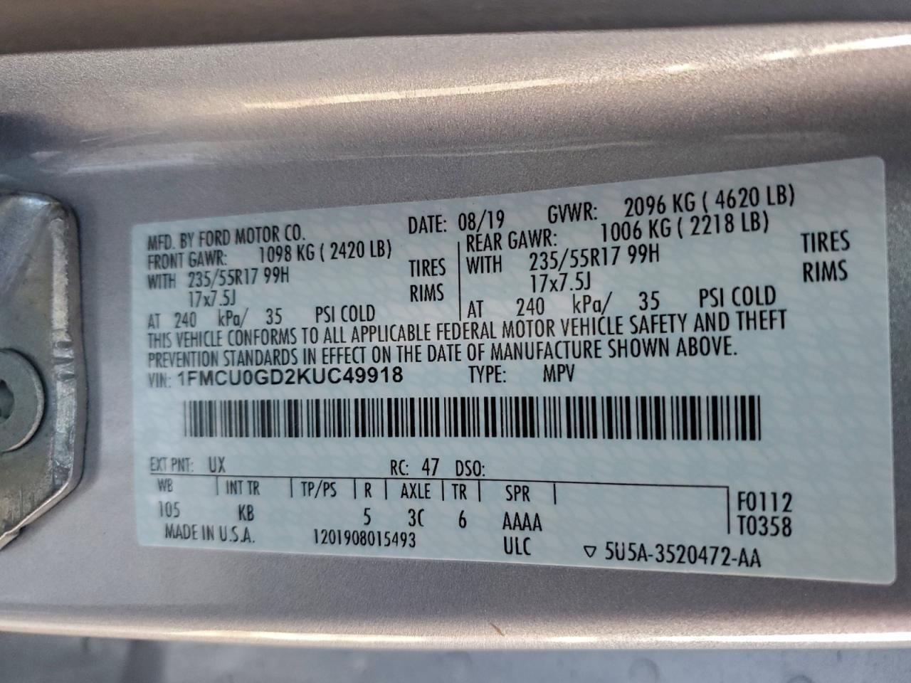 2019 FORD ESCAPE