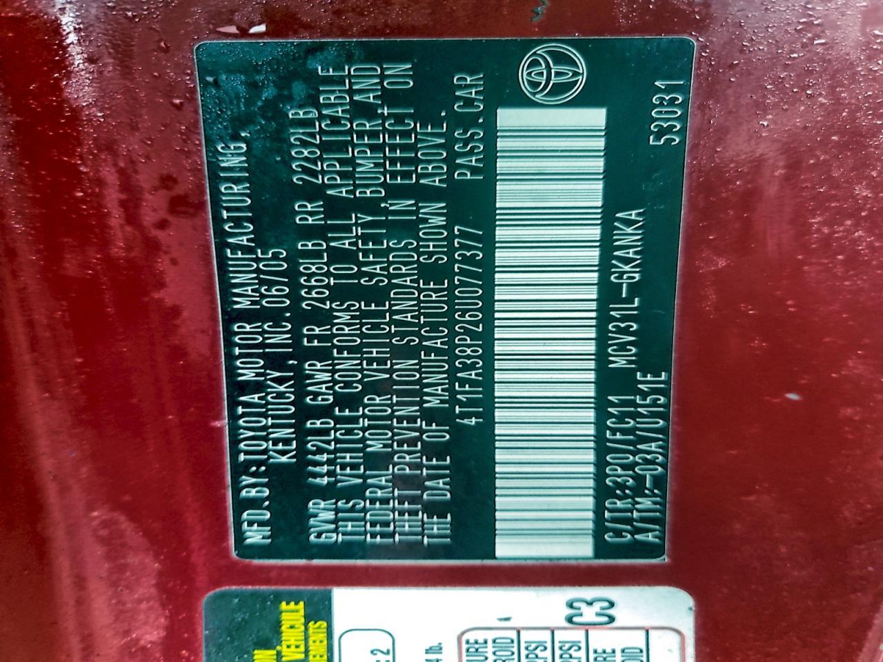 2006 TOYOTA CAMRY