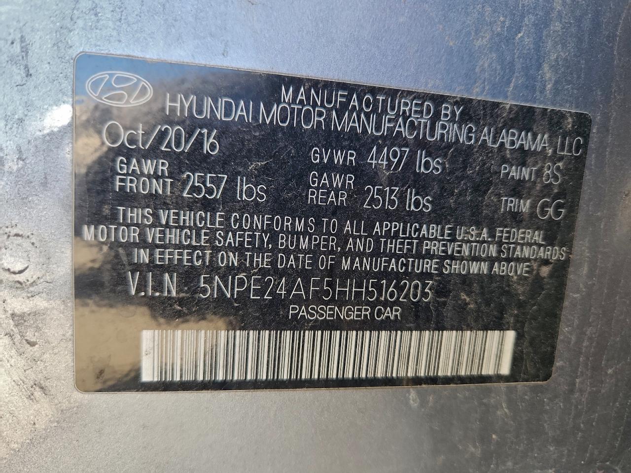 2017 HYUNDAI SONATA