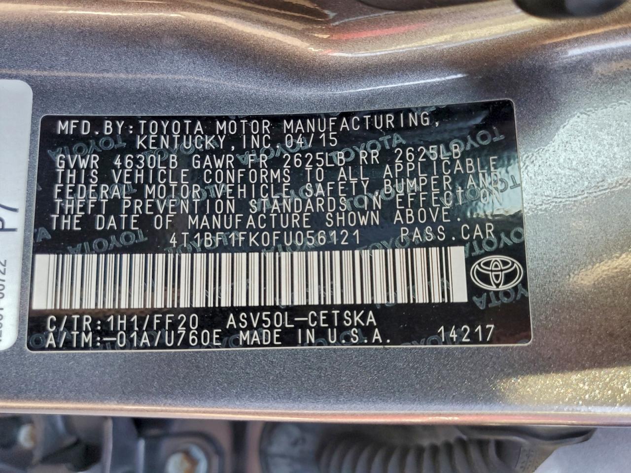 2015 TOYOTA CAMRY