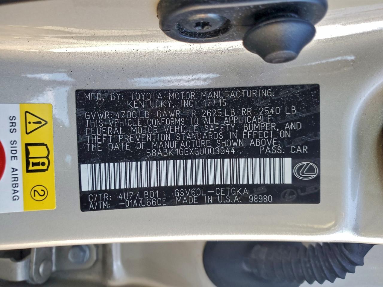 2016 LEXUS ES 350