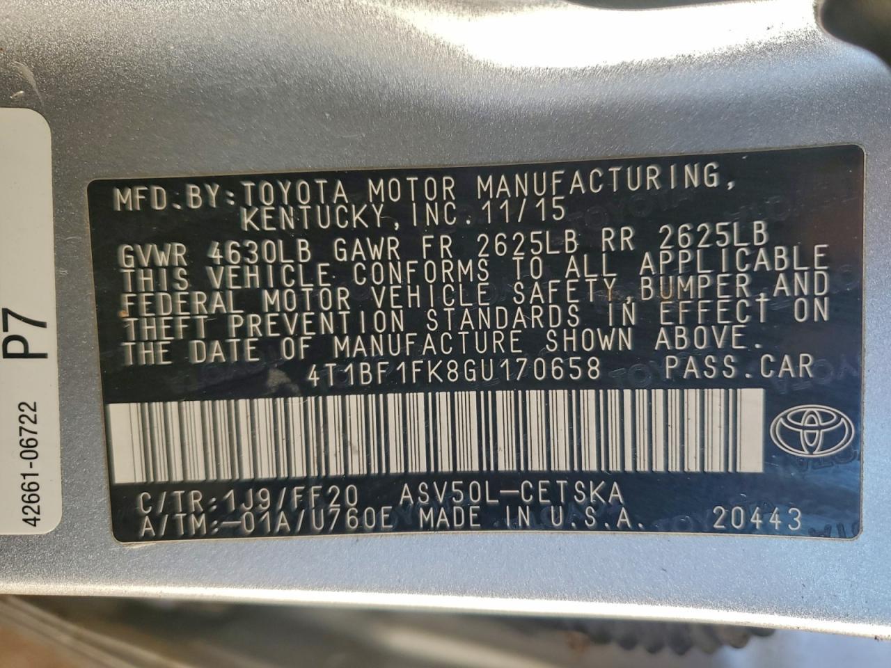 2016 TOYOTA CAMRY